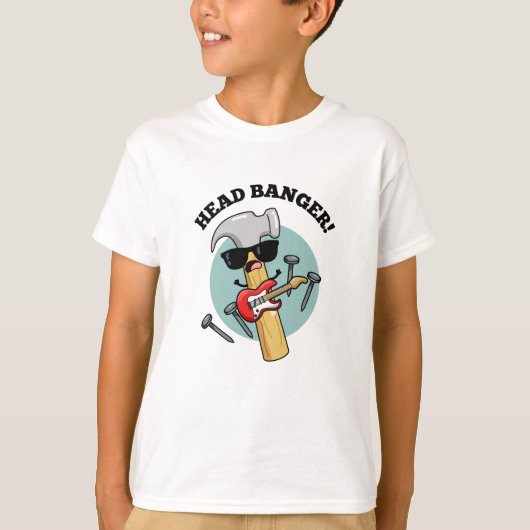 Head Banger Funny Music Puns T-Shirt (Vorderseite)
