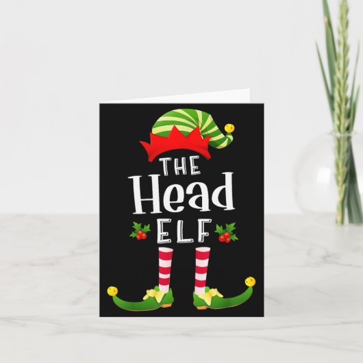 Head Christmas Elf Matching Pajama X-mas Party  Karte (Vorderseite)