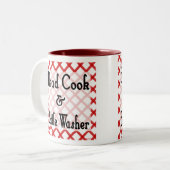Head Cook and Bottle Washer Funny Sprichwort Tasse (Vorderseite Links)