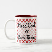 Head Cook and Bottle Washer Funny Sprichwort Tasse (Links)