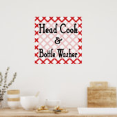 Head Cook and Bottle Washer Kitchen Print Poster (Küche)