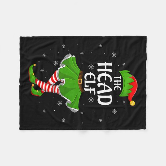 Head Elf Christmas Family Girls Women Elf Squad Xm Fleecedecke (Vorderseite (Horizontal))