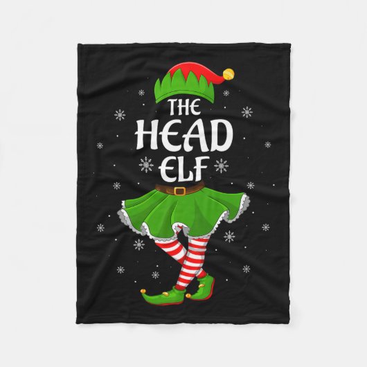 Head Elf Christmas Family Girls Women Elf Squad Xm Fleecedecke (Vorderseite)