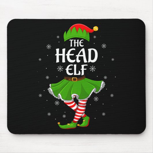 Head Elf Christmas Family Girls Women Elf Squad Xm Mousepad (Vorne)
