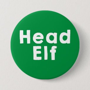 Head Elf Green Button