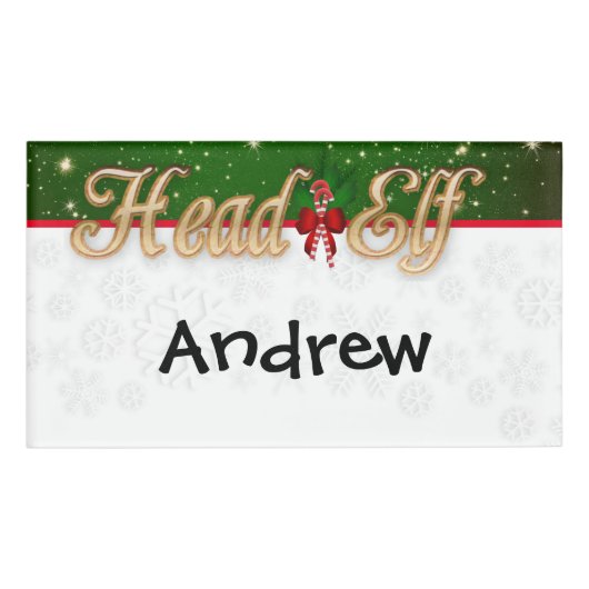 Head Elf Weihnachtsfest Snowflake Namenschild (Vorderseite)