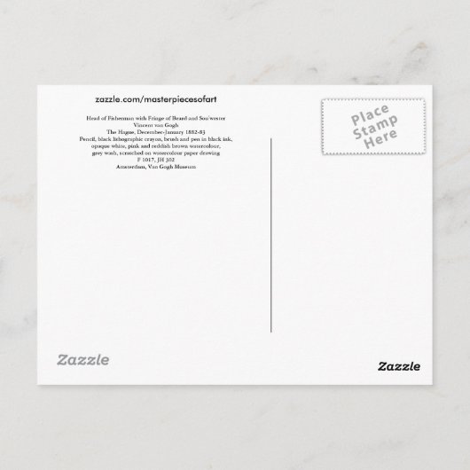 Head Fisherman, Beard Sou'wester, Vincent van Gogh Postkarte (Rückseite)