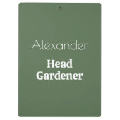 Head Gardener Green Funny Garden Gift Garening Klemmbrett (Rückseite)