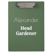 Head Gardener Green Funny Garden Gift Garening Klemmbrett (Vorderseite)