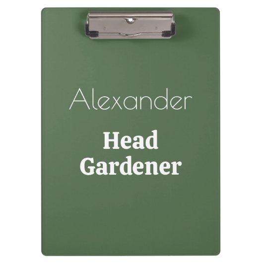 Head Gardener Green Funny Garden Gift Garening Klemmbrett (Vorderseite)
