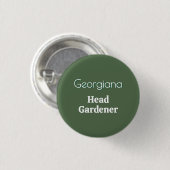Head Gardener Personalisiert Name Funny Garening Button (Vorne & Hinten)