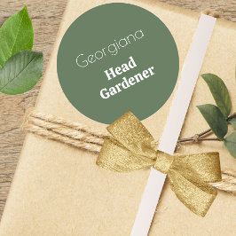 Head Gardener Personalisiert Name Funny Garening Runder Aufkleber