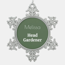 Head Gardener Personalisiert Novelty Garden Themed Schneeflocken Zinn-Ornament