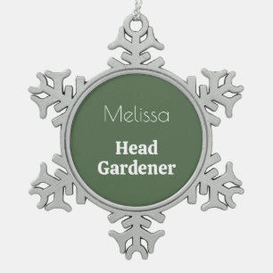 Head Gardener Personalisiert Novelty Garden Themed Schneeflocken Zinn-Ornament