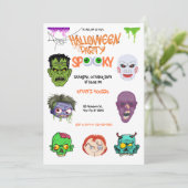 Head Horror Halloween Party  Einladung (Stehend Vorderseite)