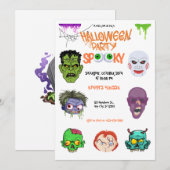Head Horror Halloween Party  Einladung (Vorne/Hinten)