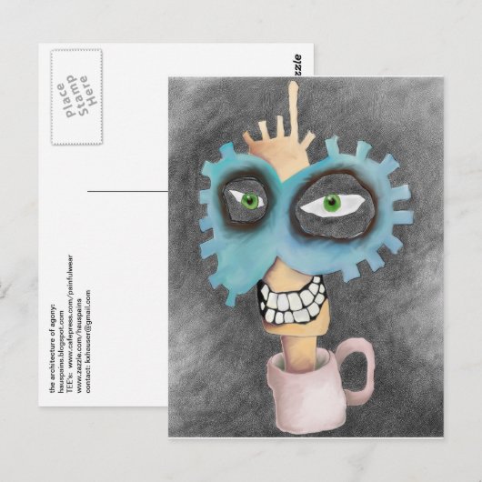 Head in a cup. postkarte (Vorne/Hinten)