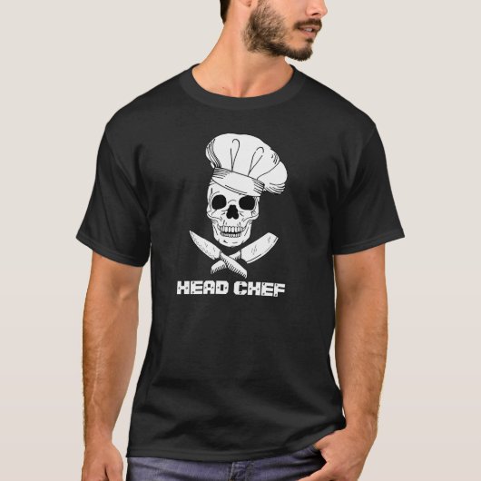 Head Koch Cool Skelett in einem Koch-Hat-Design T-Shirt (Vorderseite)