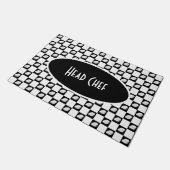 Head Koch Schwarz-Weiß Schachtel Küche Fußmatte (Schrägansicht)