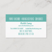 Head Köche Baker oder Pastry Koch Beruflich Visitenkarte (Rückseite)