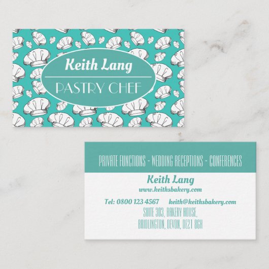 Head Köche Baker oder Pastry Koch Beruflich Visitenkarte (Vorne/Hinten)