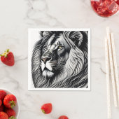 Head Lion Zeichnend Kunst Serviette (Beispiel)