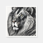 Head Lion Zeichnend Kunst Serviette (Vorderseite)