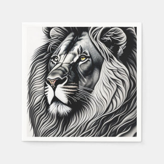Head Lion Zeichnend Kunst Serviette