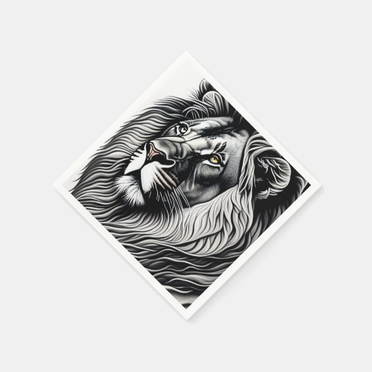 Head Lion Zeichnend Kunst Serviette (Ecke)