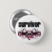 Head Neck Cancer Survivor Grunge Winged Emblem Button (Vorne & Hinten)