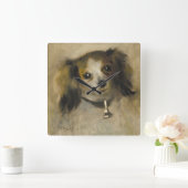 Head of a Dog, 1870 (oil on canvas) Quadratische Wanduhr (Zuhause)