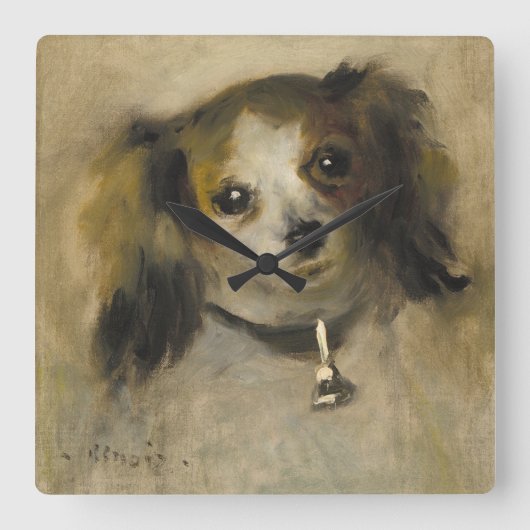 Head of a Dog, 1870 (oil on canvas) Quadratische Wanduhr (Vorderseite)