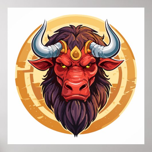 Head of a minotaur from greek mythology poster (Vorne)
