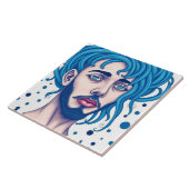 Head Of Bearded Blue Haired Alien Sci-Fi Art Fliese (Seite)