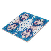 Head Of Bearded Blue Haired Alien Sci-Fi Art Fliese (Seite)