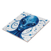 Head Of Blue Alien Closeup Sci-Fi Art Fliese (Seite)