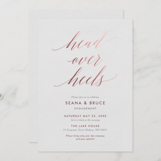 Head Over Heelses Romantisches Party Einladung (Vorne/Hinten)