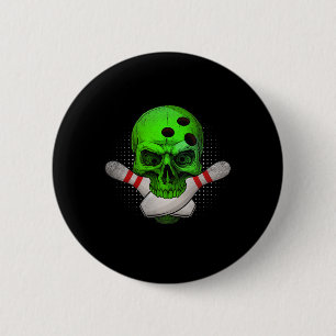 Head Skull Bowling Ball & Amp; Buttone Frohe Hallo Button