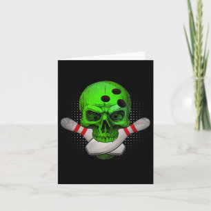 Head Skull Bowling Ball & Amp; Buttone Frohe Hallo Karte