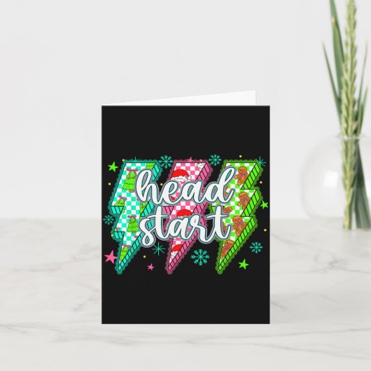 Head Start Lightning Christmas Checkered Graphic Karte (Vorderseite)
