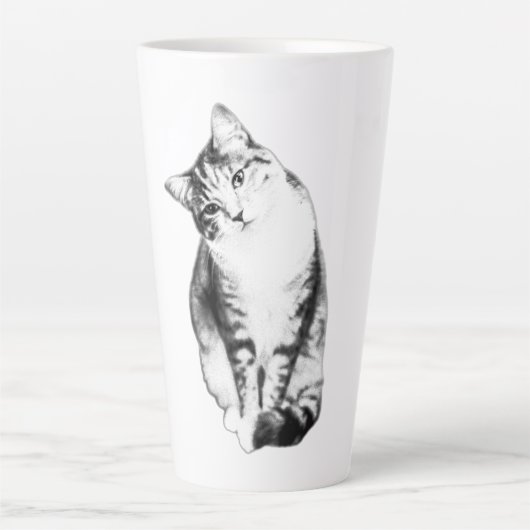 Head Tilt Tabby Cat Monochrome Art Tasse (Vorderseite)