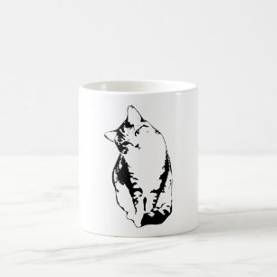 Head Tilt Tabby Cat Monochrome Art Tasse