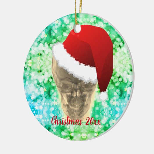 Head Xray Weihnachtsmannmütze Weihnachtsfeier Kera Keramik Ornament (Links)