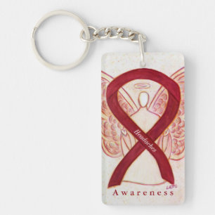 Headaches Angel Burgundy Awareness Ribbon Schlüsse Schlüsselanhänger