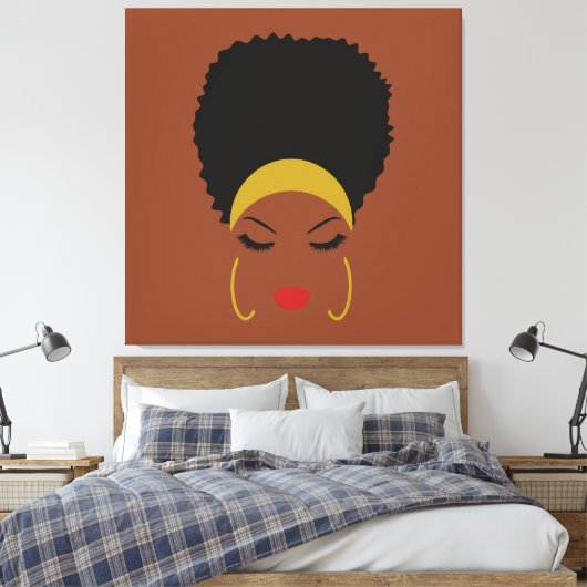 Headband & Afro Puff Stretched Canvas Print Leinwanddruck (Insitu (Schlafzimmer))