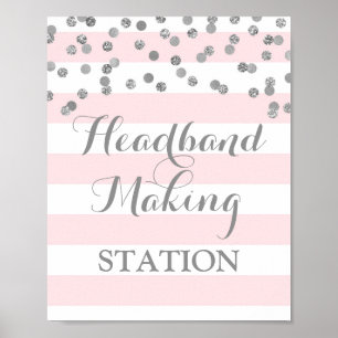 Headband Making Station Blush Stripes Silver signi Poster