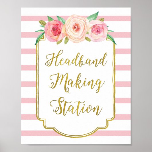 Headband Making Station Signieren rosa, florale St Poster (Vorne)