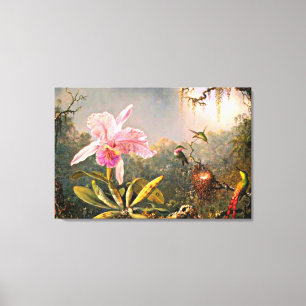 Heade - Cattleya Orchid und Three Hummingbirds Leinwanddruck