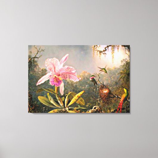 Heade - Cattleya Orchid und Three Hummingbirds Leinwanddruck (Vorderseite)