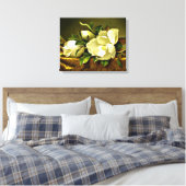 Heade - Magnolias auf goldenem Samttuch Leinwanddruck (Insitu (Schlafzimmer))